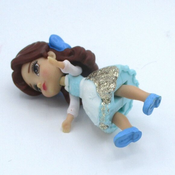 Disney Mini Poseable Princess Doll 3.25" Belle In Blue Dress With Glitter Accent - Picture 4 of 4
